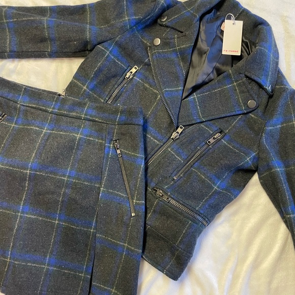 REVOLVE Blue and Black Plaid Skirt Set - Picture 2 of 3